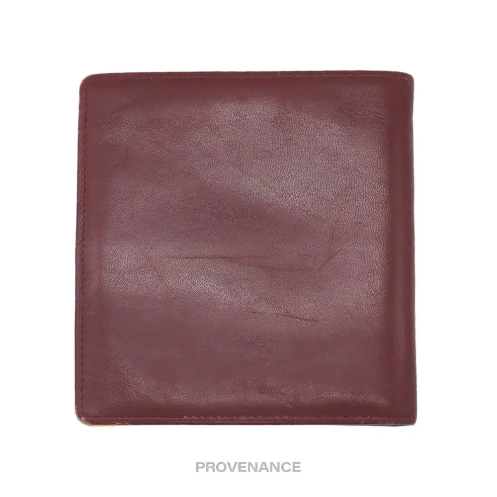 🔴 Cartier 10CC Bifold Wallet - Burgundy Calfskin Leather